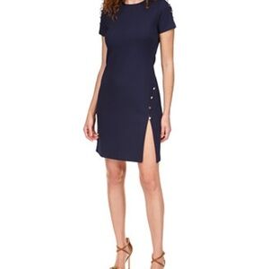 Michael Kors Navy Mini Dress with Gold Accents